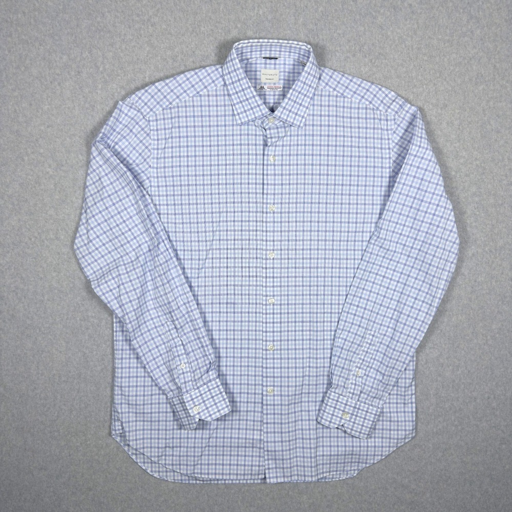 Culturata Thomas Mason Blue White Graph Check Tailored Fit Shirt Mens XL 17.5 44